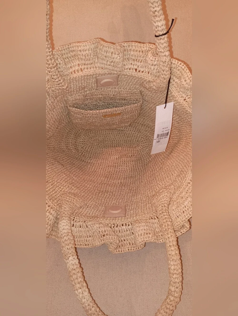 Loeffler Randall Cyrus Natural Ruffle Top Raffia Shoulder Tote Bag  New With Tag - Picture 7 of 11